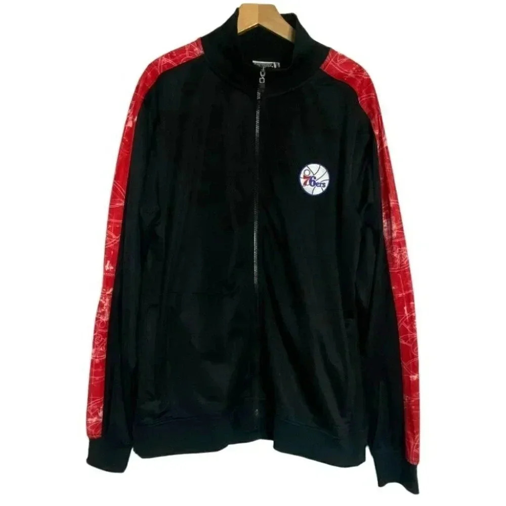 Zipway Philadelphia 76ers Track Jacket XL Black Red NBA‎ Basketball Full Zip
